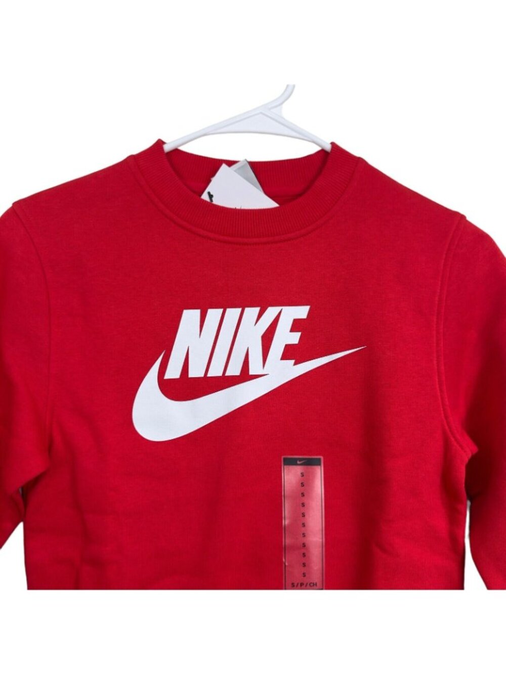 Nike Kids Small Red Sweatshirt Long Sleeve Logo Classic Standard Print -NEW - Picture 9 of 10